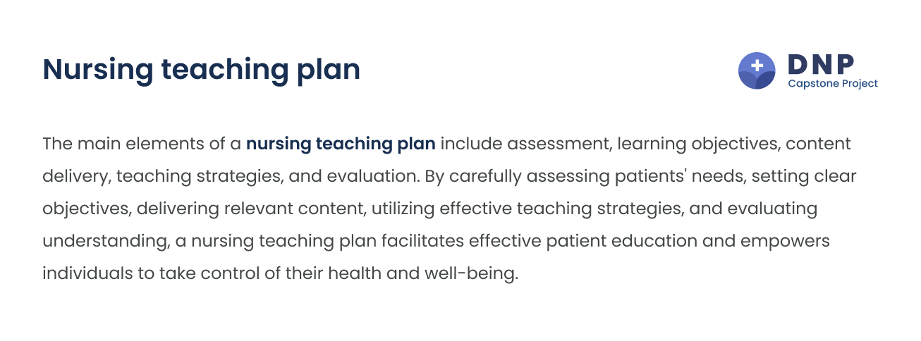nursing teaching plan